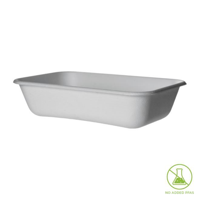 Detpak Eco Products White Sugarcane Rectangle Containers 32oz / 940ml 200mmL x 140mmW x 50mmH - Slee