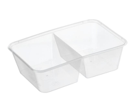 Large Rectangle Clear Premium Takeaway Containers 2 Compartment 650ml Microwave Grade (G650/2COM) -