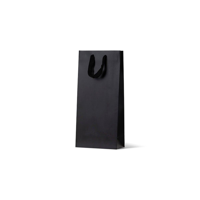 Double Deluxe Black Wine Bottle Loop Handle Paper Carry Bags 390mm(L) x 180mm(W) x 90mm(G) - Box of