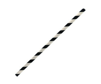 Paper Straw Black Striped 3 Ply Regular Paper Straws - SLEEVE=250 / BOX=2,500