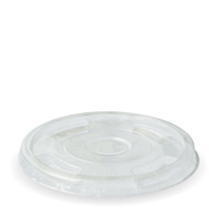 Biopak Clear Plastic PET Flat Lids With Hole suit 12oz - 22oz 92mm Diameter PET. Cups - SLEEVE=50 /