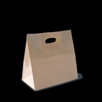 Detpak Eco D-Cut (Die Cut) Brown Paper Bag Handle 280mm(L) x 280mm(W) + 150mm(G) - Box of 500