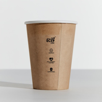 Truly Eco 10oz / 350ml SLIM KRAFT Single Wall Slim Coffee Cups 80mm Diameter, Home Compostable, Aque