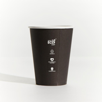 Truly Eco 10oz / 300ml SLIM BLACK Single Wall Slim Coffee Cups 80mm Diameter, Home Compostable, Aque