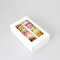 Loyal Bakeware 12 Macaron Box with Window Lid, Rectangular 7"W x4"L x 2"H - Set Includes Box and Lid