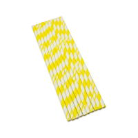 Paper Straw Yellow Striped 3 Ply Regular Paper Straws - SLEEVE=250 / BOX=2,500