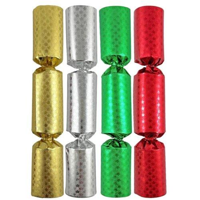 Xmas Bon Bon 8" Foil Red, Green + White Stars Design - Box 100