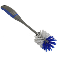 Soft Grip Scrubbing Brush with Handle for Bottles and Glass Blue/White Bristles - Each