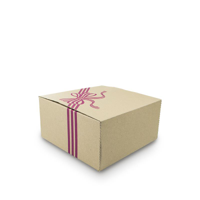 No. 9 Heavy Duty Square Brown Cake Box Purple Bow Design Pop-up Box 9" / 229mm - Packet of 25