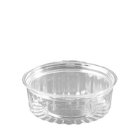 Plastic Show Bowl Clear with FLAT Hinged Lids 8oz / 240ml - SLEEVE=50 / BOX=250