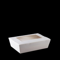 Detpak White Cardboard Window Lunch Boxes Small 150mm(L) x 100mm(W) x 45mm(H) - Box of 200