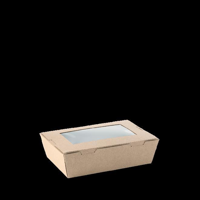 BioBoard Cardboard Window Lunch Boxes Extra Small 120mm(L) x 88mm(W) x 37mm(H) - SLEEVE=50 / BOX=200