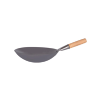 CHEF INOX WOK CAST IRON w/RND BOTTOM & WOOD HDL 300mm (*05230*) =  1 X EACH