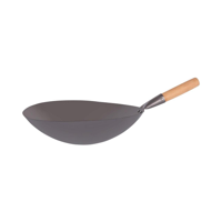 CHEF INOX WOK CAST IRON w/WOODEN HDL 380mm (*05238*) =  1 X EACH