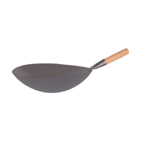 CHEF INOX WOK CAST IRON w/WOODEN HDL 400mm (*05240*) =  1 X EACH