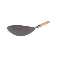CHEF INOX WOK CAST IRON w/WOODEN HDL 355mm (*05235*) =  1 X EACH