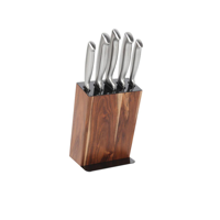 STANLEY ROGERS ACACIA BLACK KNIFE BLOCK SET 6PC (*SR41410*) = PACK OF 2 X SETS