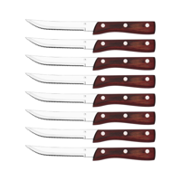 TABLEKRAFT STEAK KNIFE JUMBO PTD TIP PAKKAWOOD SET 8pc 223mm (*20676-8*) =  1 X SET