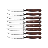 TABLEKRAFT STEAK KNIFE PAKKAWOOD HDL FULL TANG SET 8pc 235mm (*20677-8*) =  1 X SET