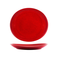 TABLEKRAFT ARTISTICA OVAL PLATE 295x250x35mm REACTIVE RED (*98221*) = PACK OF 4 X EACHES