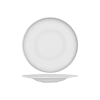 TABLEKRAFT BISTRO ROUND PLATE w/RIM 300mm FROSTED STEEL (*903007*) = PACK OF 2 X EACHES