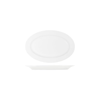 TABLEKRAFT CORE WHITE PLATTER-OVAL RIM SHAPE -300x200x28mm (*91033*) = PACK OF 6 X EACHES