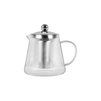 BREW INFUSION GLASS TEAPOT w/FILTER & LID 600ml VERT STRIPE SET (*BW9120*) = PACK OF 2 X SETS