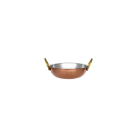 CHEF INOX KADAI BOWL w/HDLS, S/S w/COPPER PLATE 130x40mm (*07494*) = PACK OF 12 X EACHES