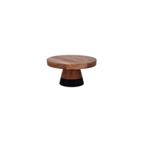 CHEF INOX SERVE RND CAKE STAND ACACIA BLACK BORDER 250x140mm (*04747*) = PACK OF 4 X EACHES