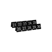 CHEF INOX TABLE NUMBER SET WHITE ON BLACK 75X55mm 21-30 (*08360BS2*) =  1 X SET