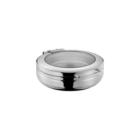 CHEF INOX ROUND INDUCTION CHAFER w/GLASS LID 18/8 LARGE (*54906*) =  1 X EACH