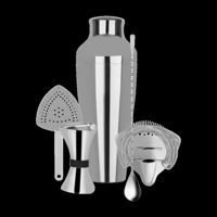ZANZI COCKTAIL SET w/2pc SHAKER S/S 5pc (*Z9012*) =  1 X SET