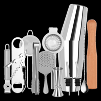 ZANZI COCKTAIL SET 14pc S/S IN BARTENDER ROLL (*Z9020*) =  1 X SET