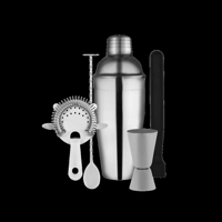 ZANZI COCKTAIL SET w/3pc SHAKER 5pc S/S GIFT BOXED (*Z9018*) =  1 X SET