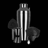 ZANZI COCKTAIL SET w/2pc SHAKER GUN METAL 5pc (*Z9016*) =  1 X SET