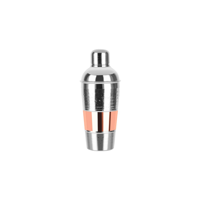 ZANZI HAMMERED  S/S COCKTAIL SHAKER 600ml w/ ROSE GOLD BAND (*Z0200*) =  1 X EACH