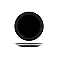 JAB VINTAGE BLACK/WHITE RIM ENAMEL LOOK ROUND PLATE 255mm (*49941*) = PACK OF 6 X EACHES
