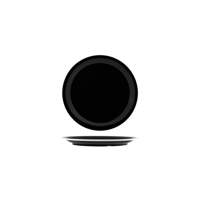 JAB VINTAGE BLACK/WHITE RIM ENAMEL LOOK ROUND PLATE 190mm (*49940*) = PACK OF 24 X EACHES