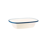 JAB VINTAGE CREAM/BLUE RIM ENAMEL LOOK RECT SERVER 200x145mm (*49933*) = PACK OF 12 X EACHES