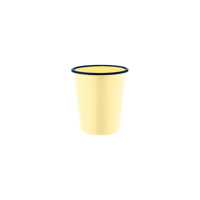 JAB VINTAGE YELLOW/BLUE RIM ENAMEL LOOK TUMBLER 80x90mm (*49929*) = PACK OF 6 X EACHES