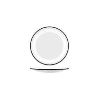 JAB VINTAGE WHITE/BLACK RIM ENAMEL LOOK ROUND PLATE 190mm (*49950*) = PACK OF 6 X EACHES