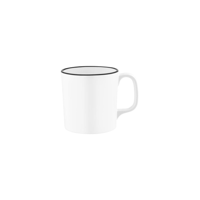 JAB VINTAGE WHITE/BLACK RIM ENAMEL LOOK MUG  80x85mm (*49958*) = PACK OF 12 X EACHES