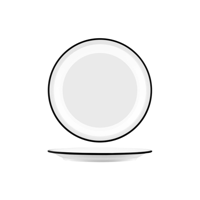 JAB VINTAGE WHITE/BLACK RIM ENAMEL LOOK ROUND PLATE 255mm (*49951*) = PACK OF 6 X EACHES
