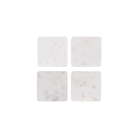 ZANZI MARBLE SQUARE COASTER ( SET 4) 90x90x6mm WHITE (*Z9039*) =  1 X SET