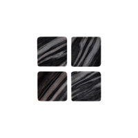 ZANZI MARBLE SQUARE COASTER ( SET 4) 90x90x6mm DARK GREY (*Z9038*) =  1 X SET