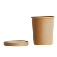 Round Kraft Food Container and Lid Combo Set 32oz / 960ml - Box = 250